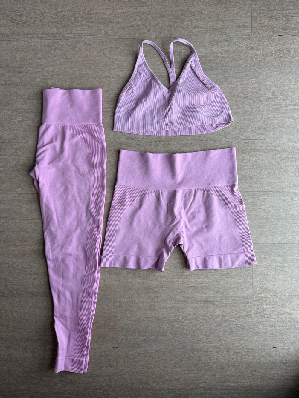 SET Active Lilac Seamless Sports Bra & High-Waist Shorts